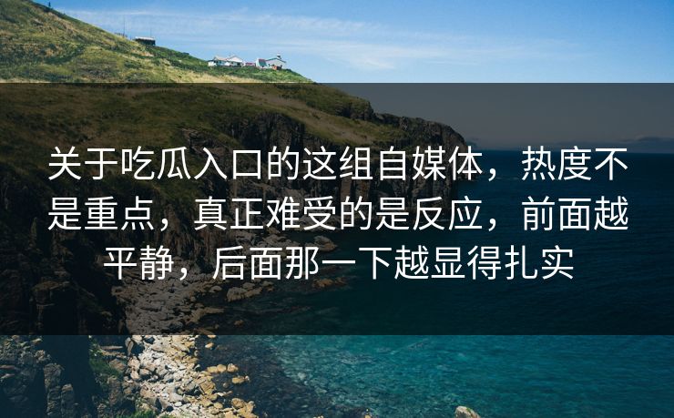 关于吃瓜入口的这组自媒体，热度不是重点，真正难受的是反应，前面越平静，后面那一下越显得扎实