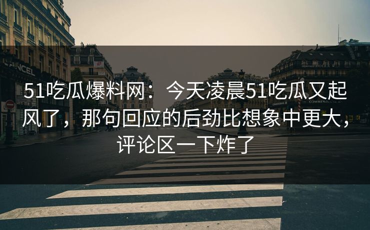 51吃瓜爆料网：今天凌晨51吃瓜又起风了，那句回应的后劲比想象中更大，评论区一下炸了