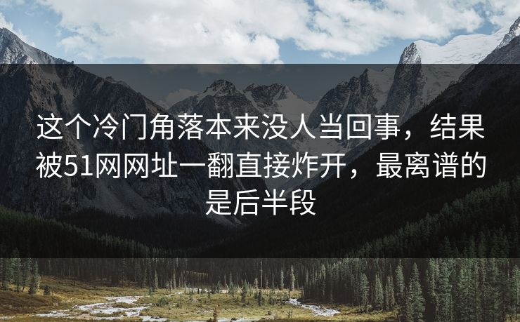 这个冷门角落本来没人当回事,结果被51网网址一翻直接炸开,最离谱的是后半段 这个冷门角落本来没人当回事,结果被51网网址一翻直接炸开,最离谱的是后半段